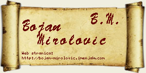 Bojan Mirolović vizit kartica